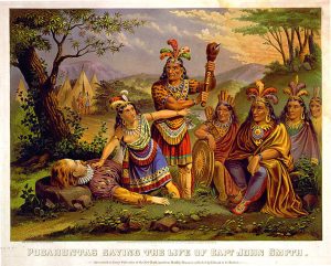 Illustration of Pocahontas saving Captain John Smith. Source: Library of Congress.